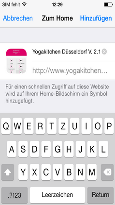 Startscreen der YogaKitchen iphone App